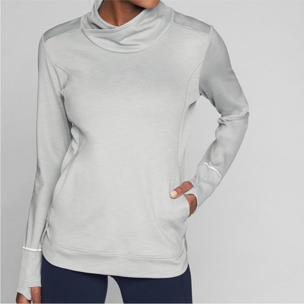 Athleta Gray Grey Stowe Pullover Cross Neck Size XS